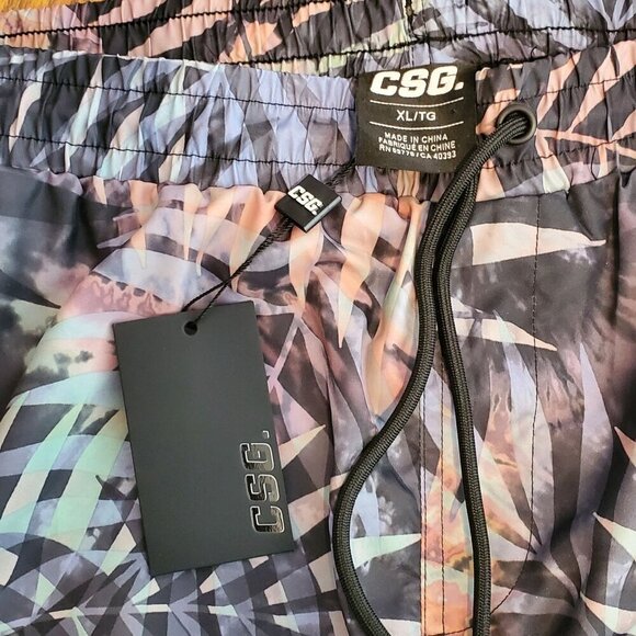 CSG Mens XL Swim Trunks Palm Cove Shorts Multi-Color Elastic Waist Drawstring - Picture 4 of 5